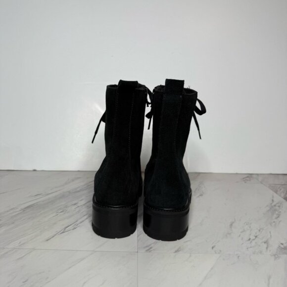 La Canadienne Jacques Black Suede Lace Up Lug Sole Heel Boot 8M - Picture 3 of 14